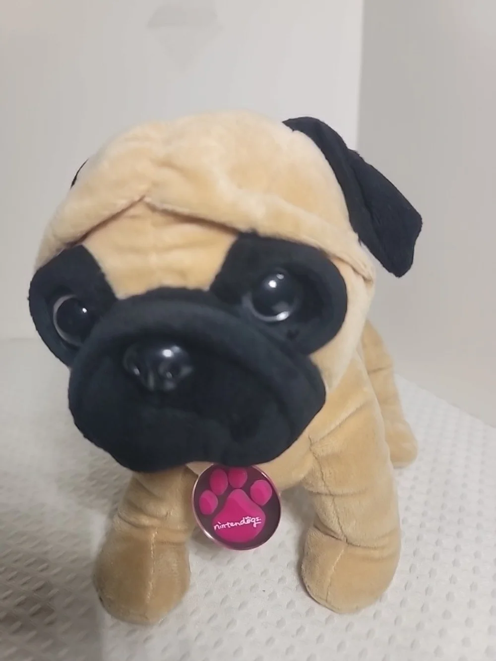 Plush Pug Dog Toy - Tan and Black - Nintendogs Style
